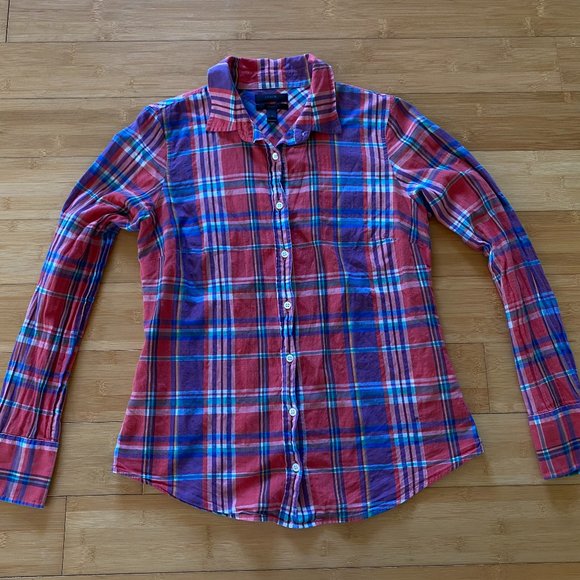 J.CREW Perfect Shirt In Colorful Plaid - EUC - Sz 4 - Picture 1 of 7